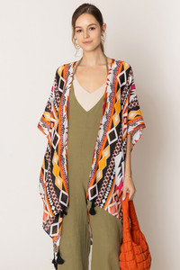 Aztec Print Tassel Kimono