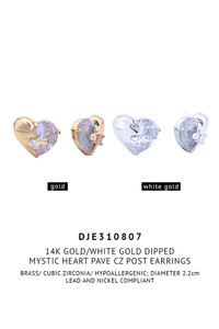 14K Mystic Heart Pave CZ Post Earring