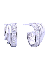 14K Trio Hoop Pave CZ Post Earring