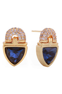 14K Mystic Stone Pave CZ Post Earring