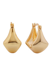 14K Symmetric Puff Hoop Pincatch Earring