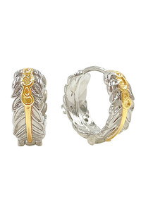 14K Feather Huggie Earrings