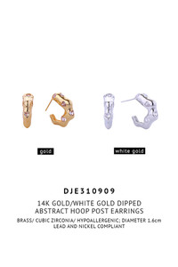 14K Abstract Hoop Post Earrings