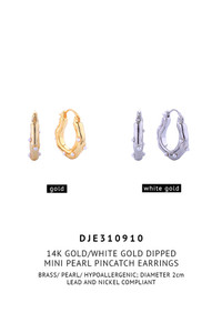 14K Mini Pearl Pincatch Earrings