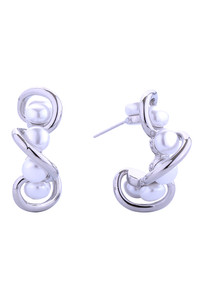 14K Wavy Cluster Pearl Post Earrings