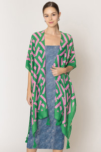 Geometric Pattern Print Kimono