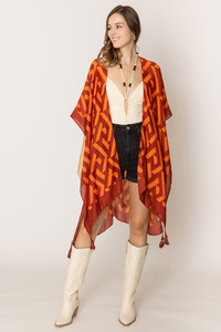 Geometric Pattern Print Kimono