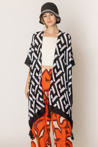 Geometric Pattern Print Kimono