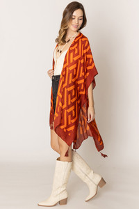 Geometric Pattern Print Kimono