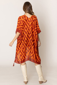 Geometric Pattern Print Kimono