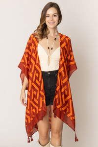 Geometric Pattern Print Kimono