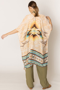 Aztec Pattern Print Tassel Kimono