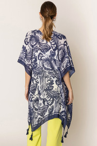 Two Tone Mixed Pattern Print Kimono
