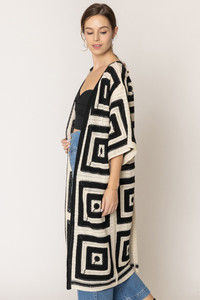 Square Pattern Crochet Cardigan