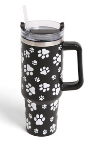 Dog Paw 40oz Tumbler with Handle Double Wall Stainless Steel