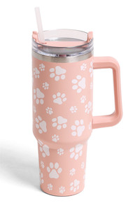 Dog Paw 40oz Tumbler with Handle Double Wall Stainless Steel