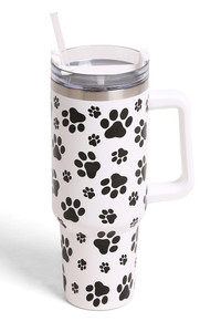 Dog Paw 40oz Tumbler with Handle Double Wall Stainless Steel