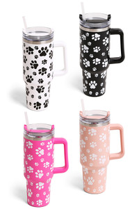 Dog Paw 40oz Tumbler with Handle Double Wall Stainless Steel