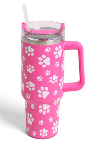 Dog Paw 40oz Tumbler with Handle Double Wall Stainless Steel