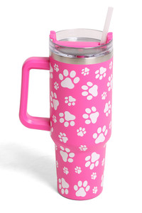Dog Paw 40oz Tumbler with Handle Double Wall Stainless Steel