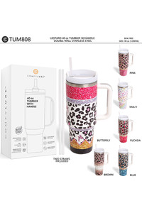 Leopard Multi Print 40oz Handle Tumbler