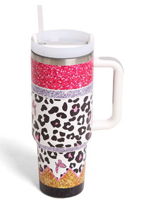 Leopard Multi Print 40oz Handle Tumbler