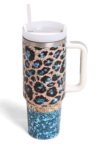Leopard Multi Print 40oz Handle Tumbler