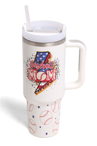 Sports Mom 40oz Tumbler with Handle Double Wall Stainless Steel
