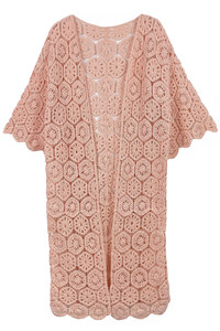 Geometric Pattern Crochet Long Solid Cardigan