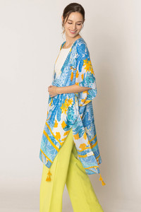 Floral Pattern Print Tassel Kimono