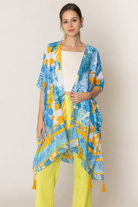 Floral Pattern Print Tassel Kimono