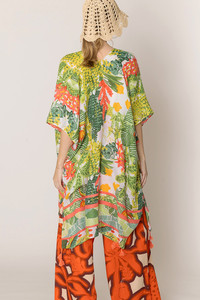 Floral Pattern Print Tassel Kimono