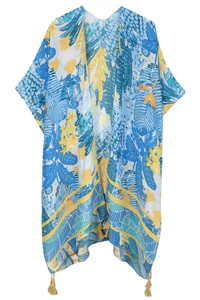 Floral Pattern Print Tassel Kimono