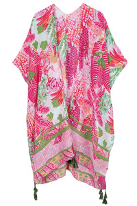 Floral Pattern Print Tassel Kimono