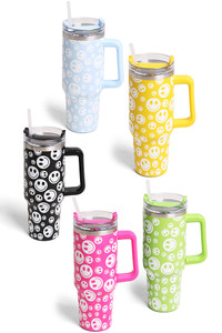 Happy Face 40oz Handle Tumbler