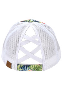 CC Beanie Tropical Cross Band Mesh Back Trucker Cap