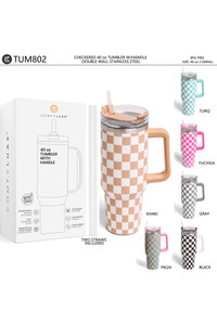 Checkered 40oz Handle Tumbler