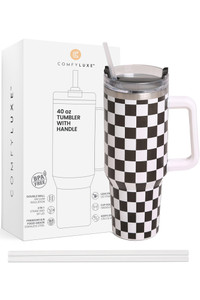 Checkered 40oz Handle Tumbler