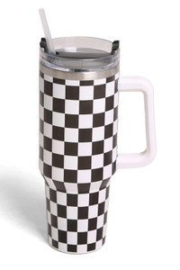 Checkered 40oz Handle Tumbler