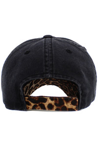 CAMPING QUEEN Leopard Trim Vintage Baseball Cap