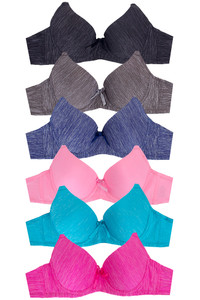 Textured Print Solid A Cup Bra