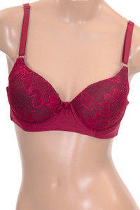 Floral Lace Trim Solid Bra