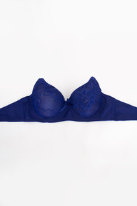 Floral Lace Trim Solid Bra