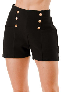 Button Trimmed High Rise Shorts