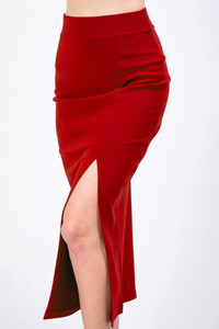 Solid Scuba Slit Long Skirt 