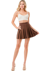 Solid Scuba Pleated Mini Skirt (Shorts Underneath)