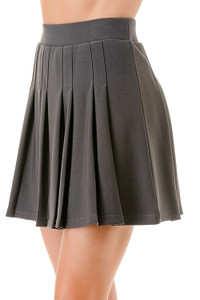 Solid Scuba Pleated Mini Skirt (Shorts Underneath)