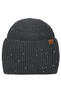 C.C Wide Cuff Metallic Sequin Beane Winter Hat