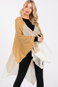 Three Tones Color Blocks Ruana Winter Cardigan
