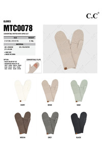 C.C Convertible Mitten with Open Slit Winter Glove C.C Convertible Mitten with Open Slit Winter Glove